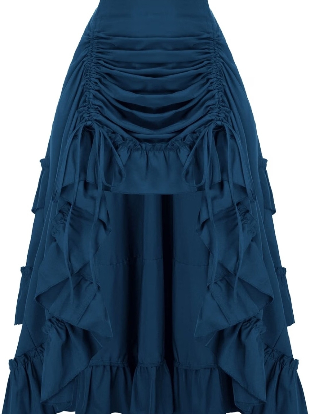 Ruched High-Low Maxi Skirt in Deep Teal